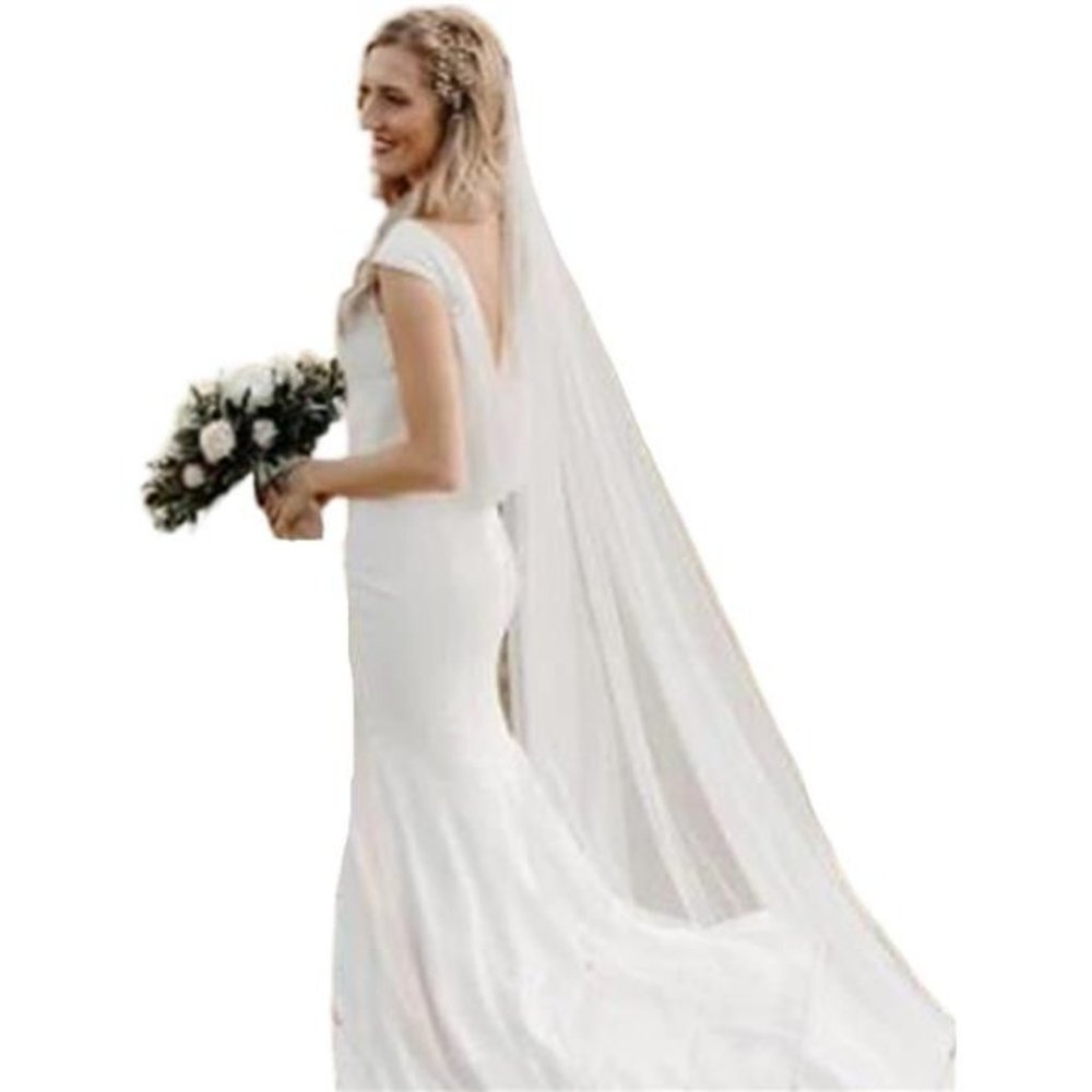 Bride Wedding Veil 118" Long Cathedral Length Bridal Tulle Hair Accessoies, Comb